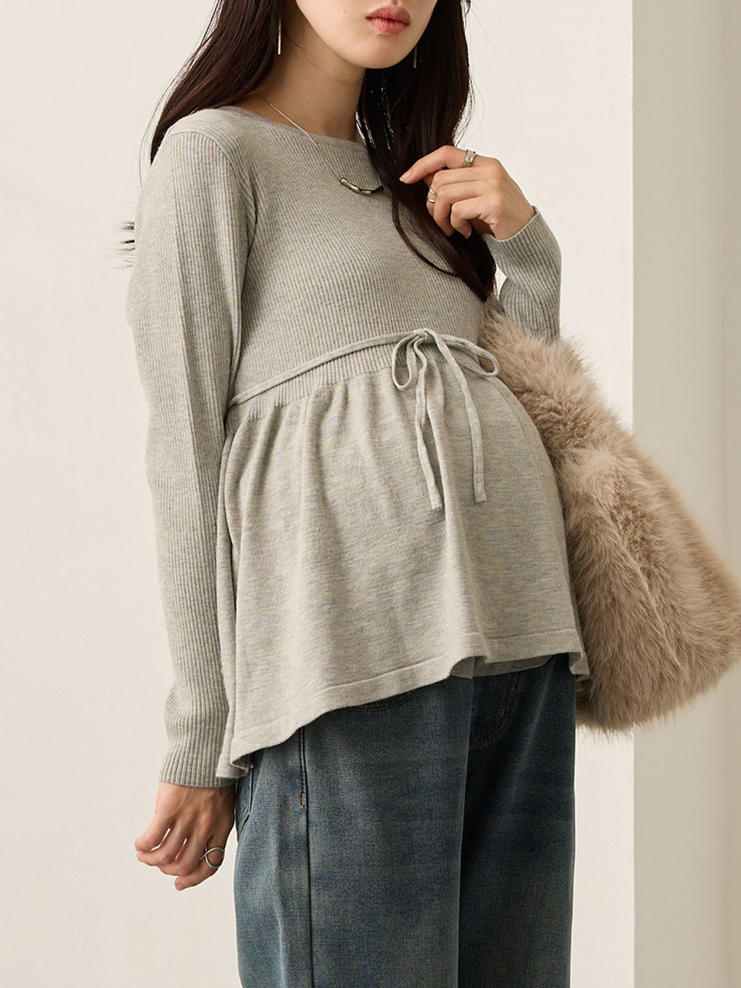 2wayペプラムニット Gray