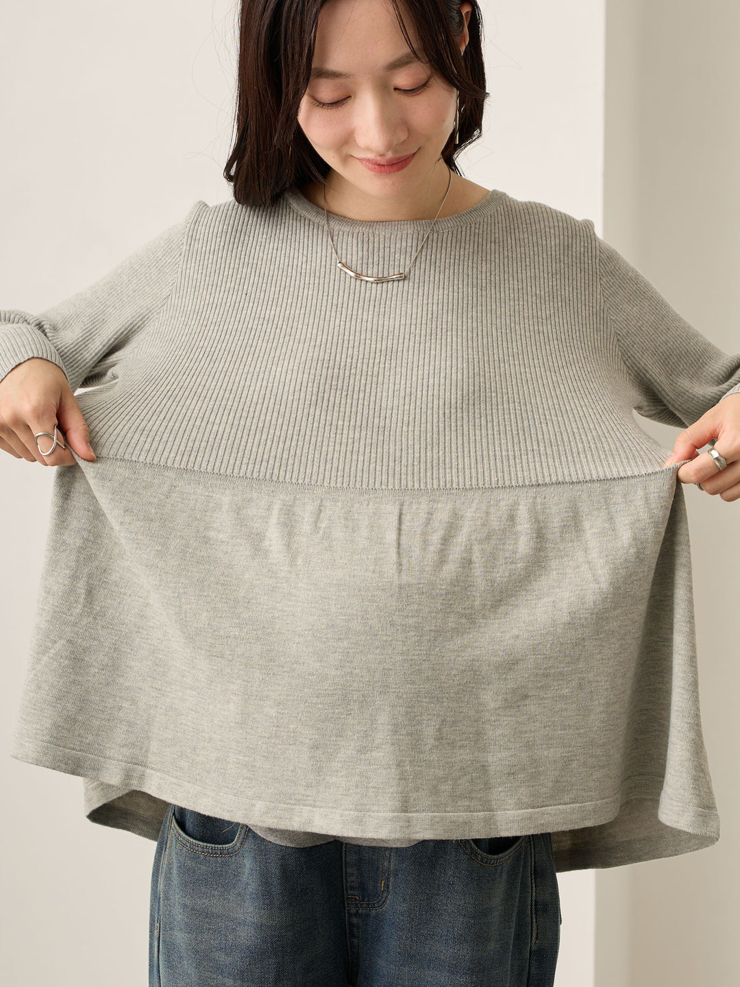 2wayペプラムニット Gray