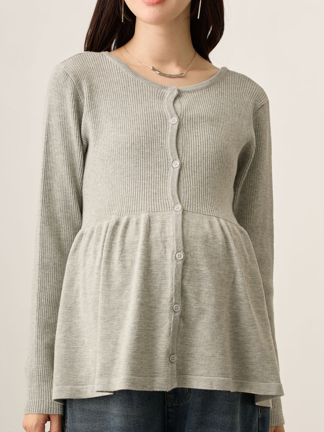 2wayペプラムニット Gray