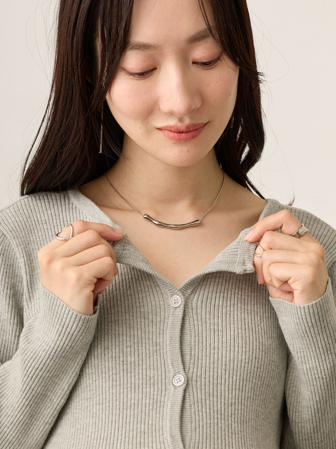 2wayペプラムニット Gray