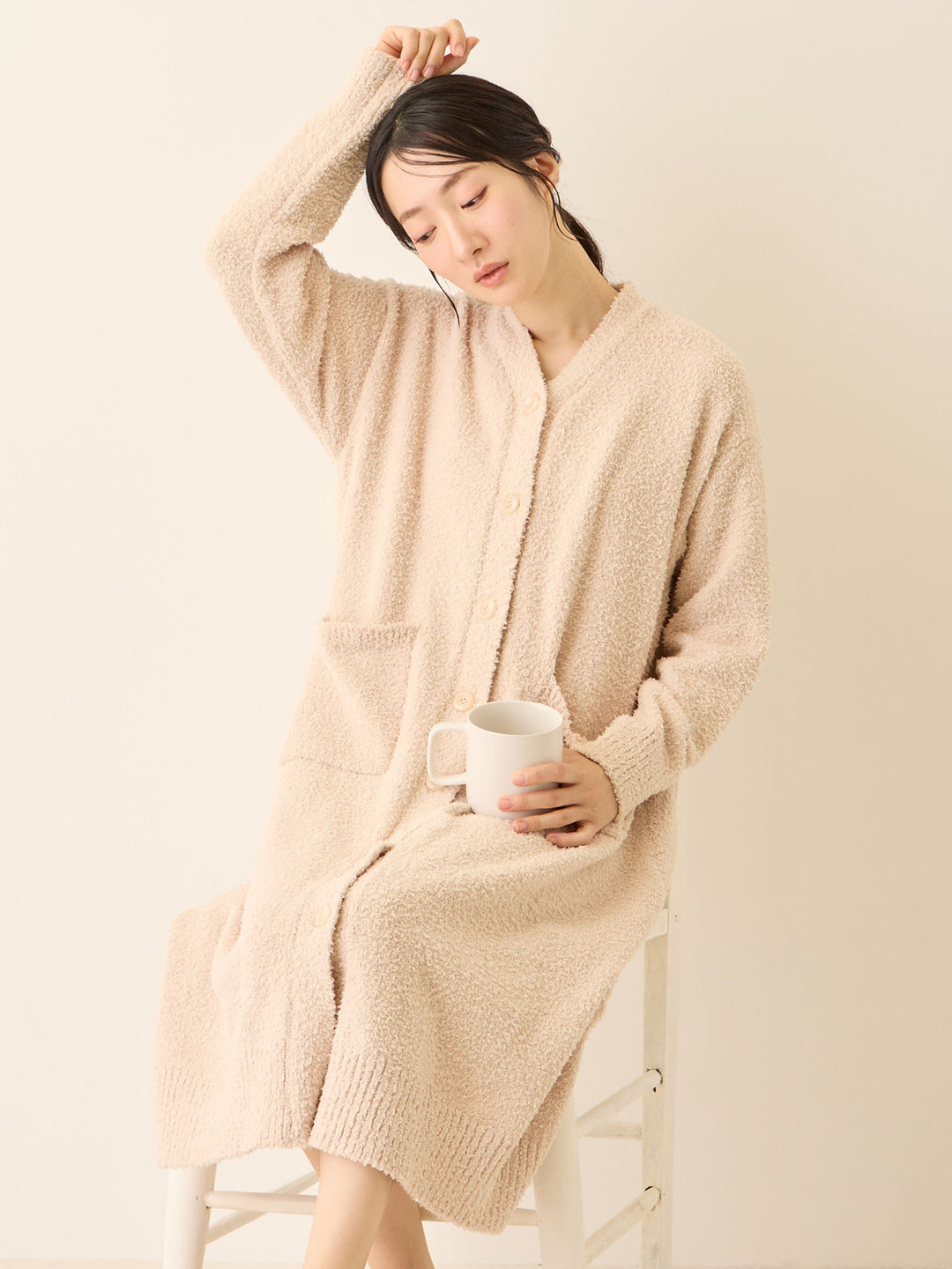 ふわふわカーディガンワンピース Pink beige