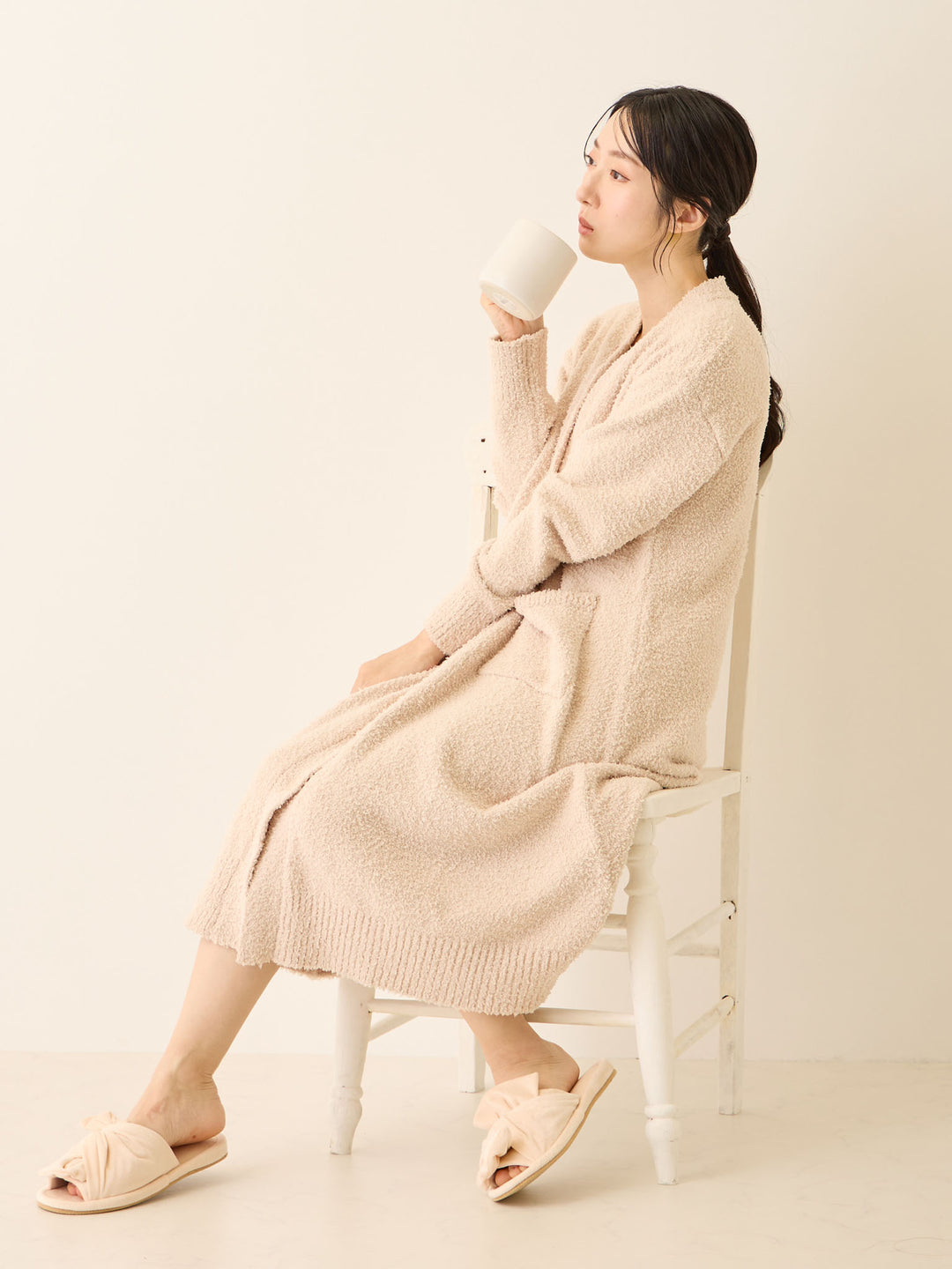 ふわふわカーディガンワンピース Pink beige