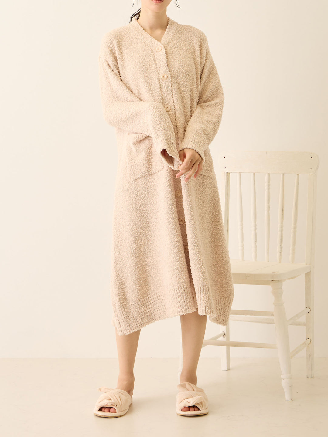 ふわふわカーディガンワンピース Pink beige