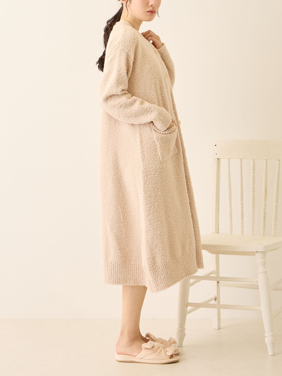ふわふわカーディガンワンピース Pink beige