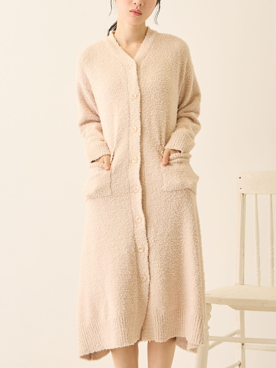 ふわふわカーディガンワンピース Pink beige