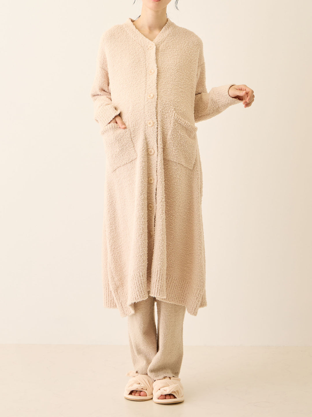 ふわふわカーディガンワンピース Pink beige