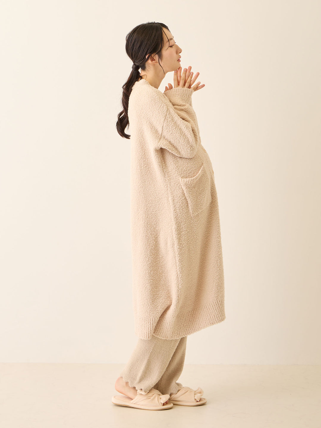 ふわふわカーディガンワンピース Pink beige