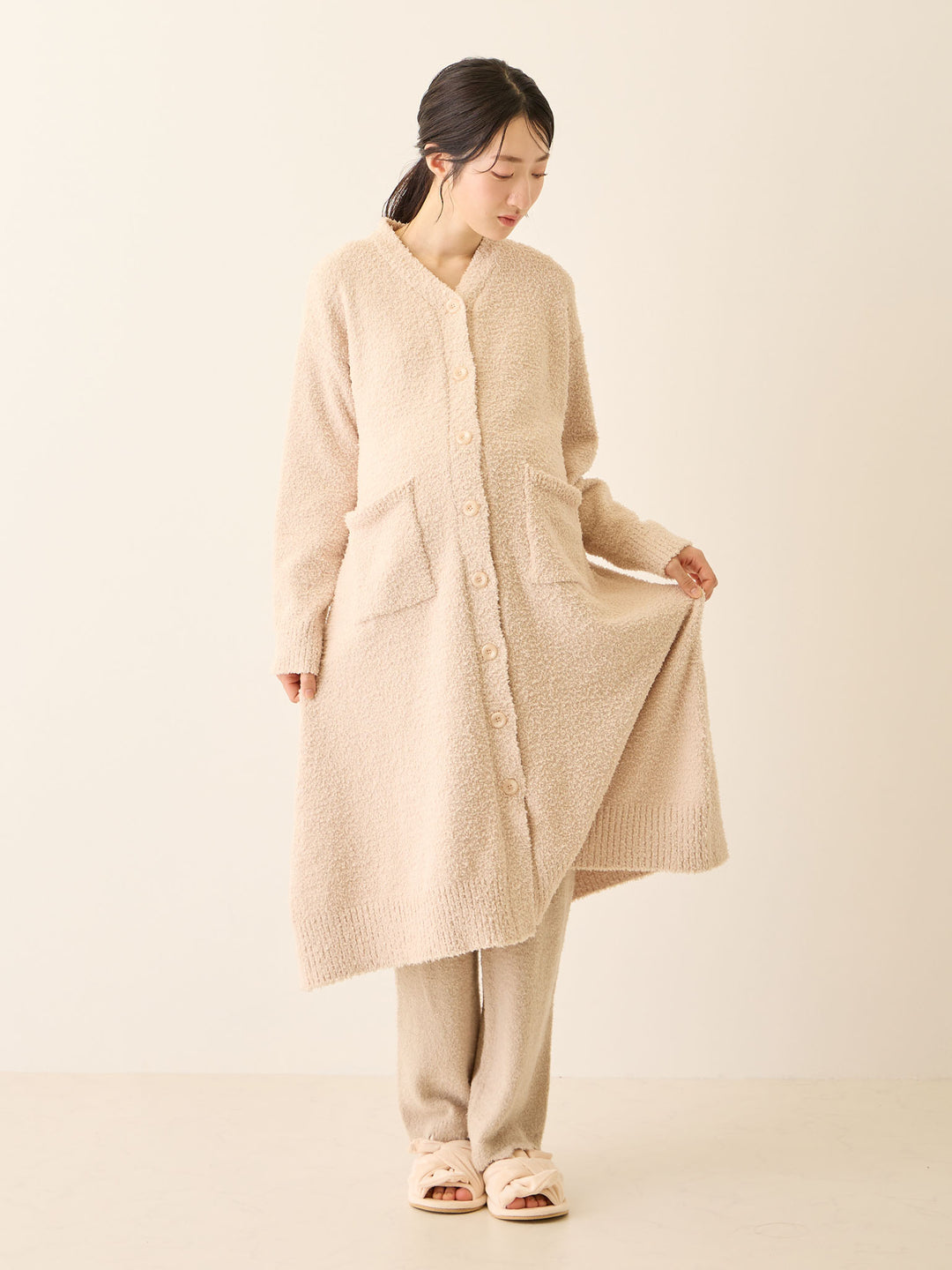 ふわふわカーディガンワンピース Pink beige