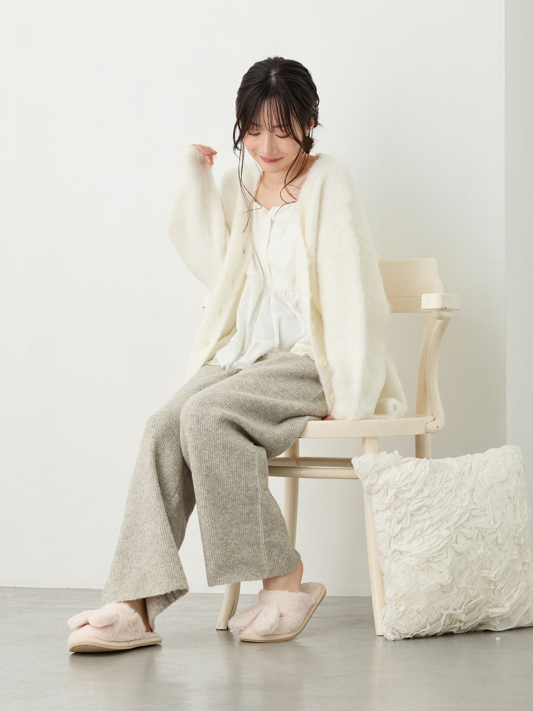 ふわシャギーカーディガン Ecru