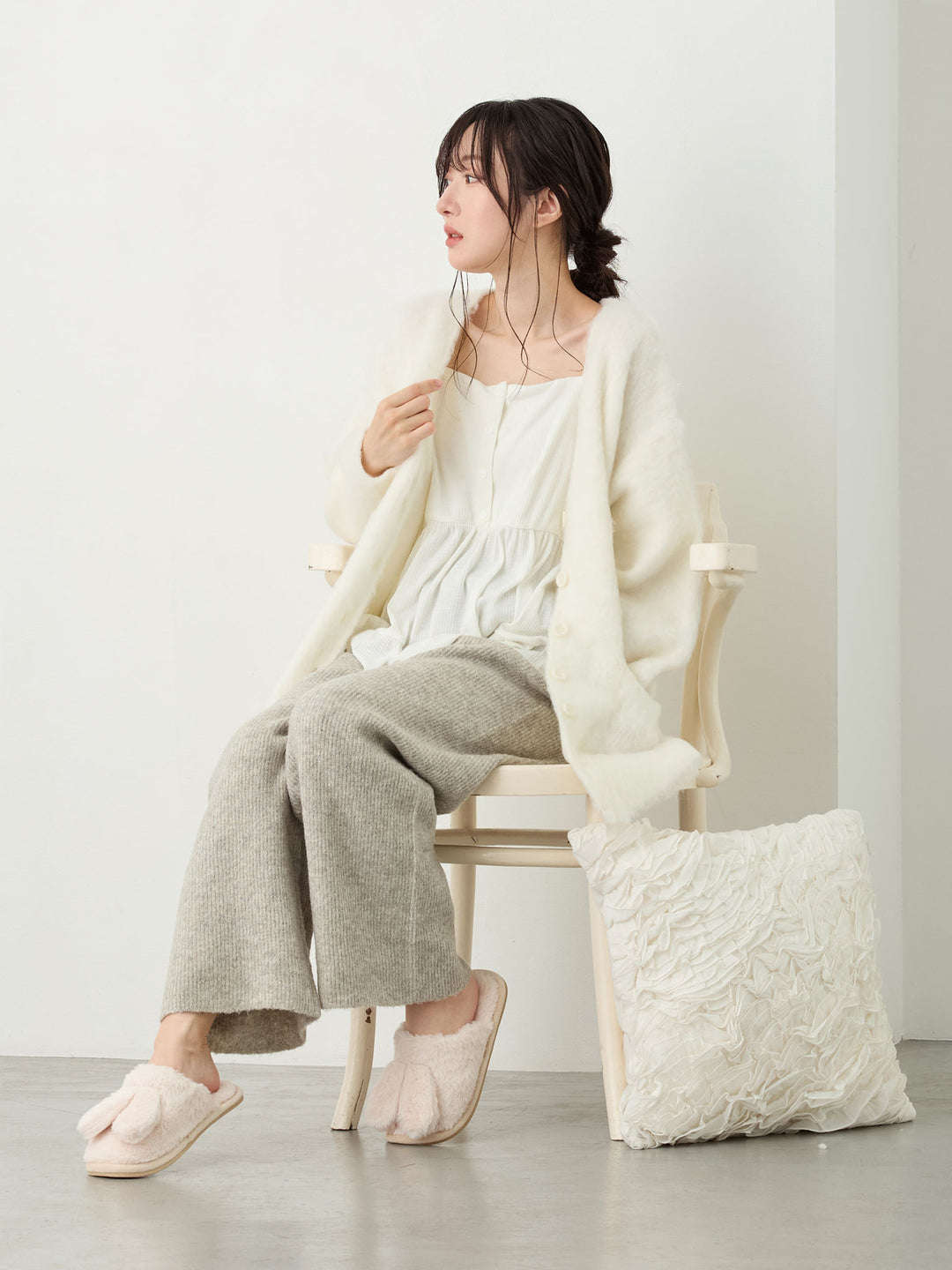 ふっくらリブニットパンツ Gray