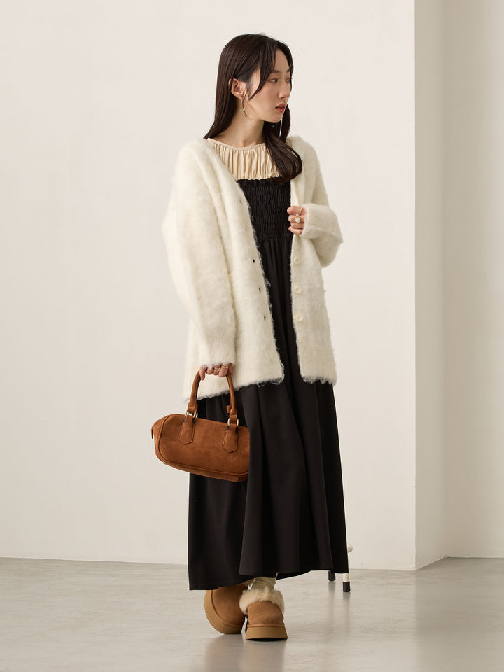 褶皱吊带连衣裙 黑色