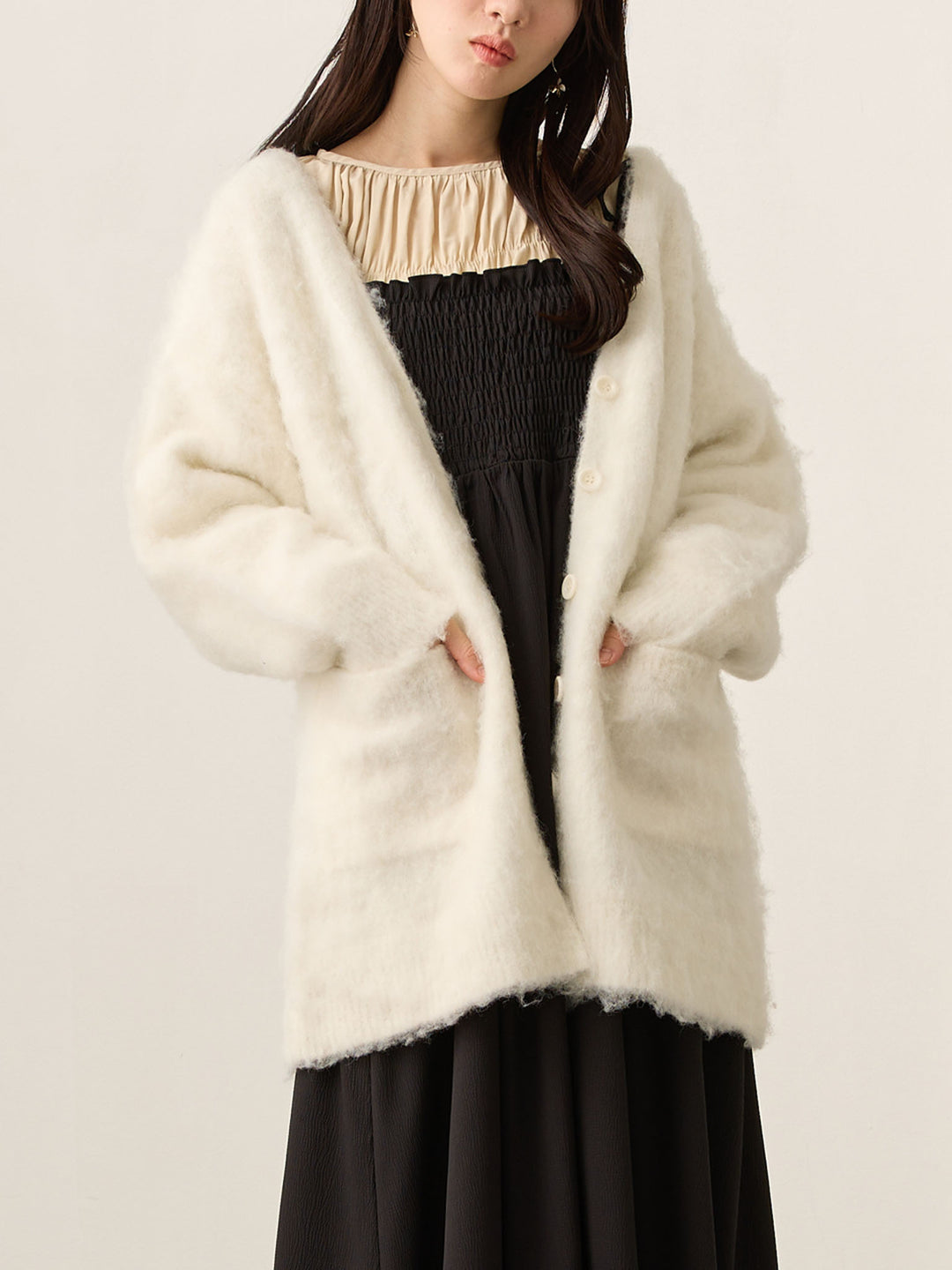 ふわシャギーカーディガン Ecru