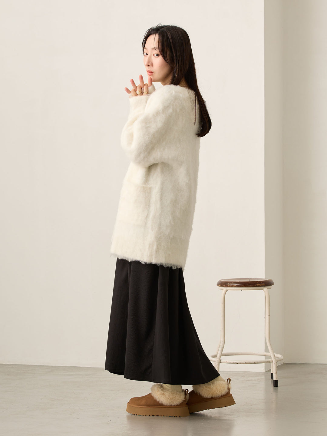 ふわシャギーカーディガン Ecru