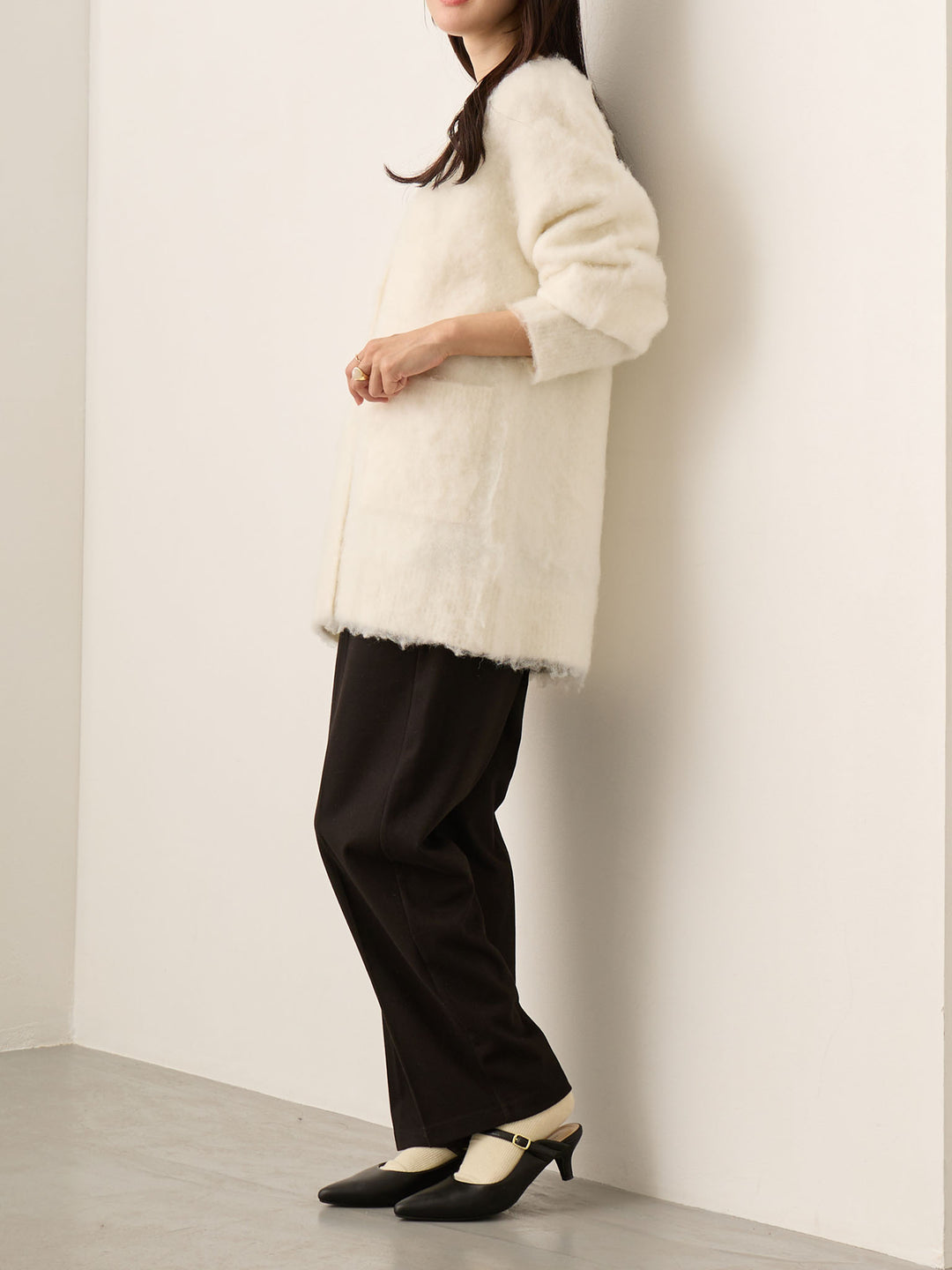 拉绒孕妇裤，塑造美丽双腿，黑色