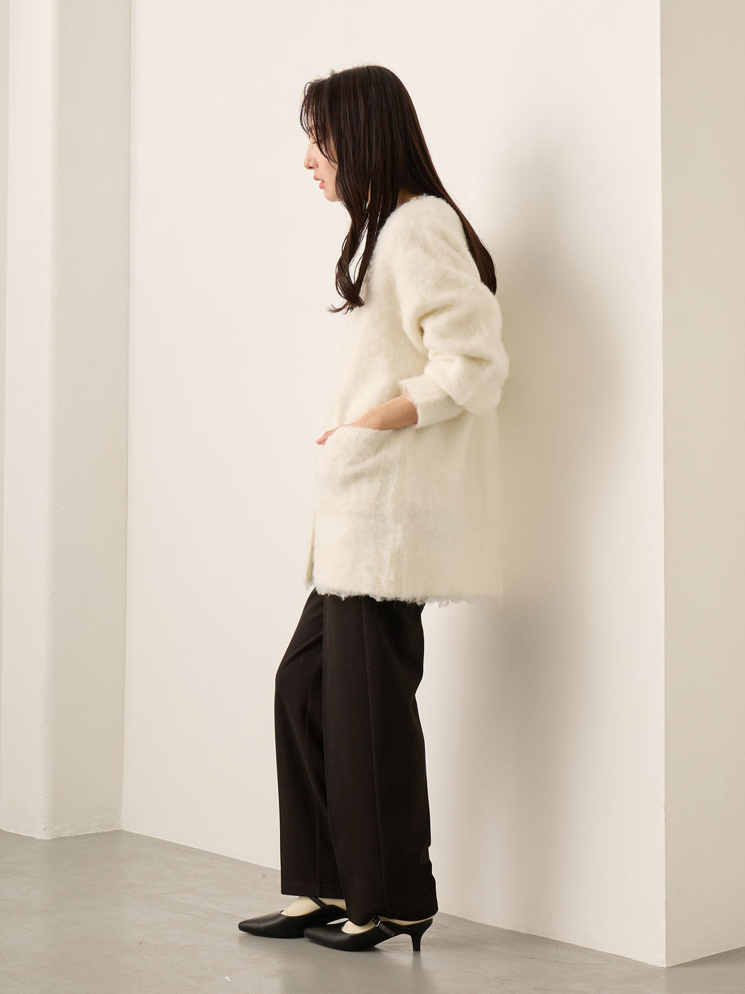 ふわシャギーカーディガン Ecru