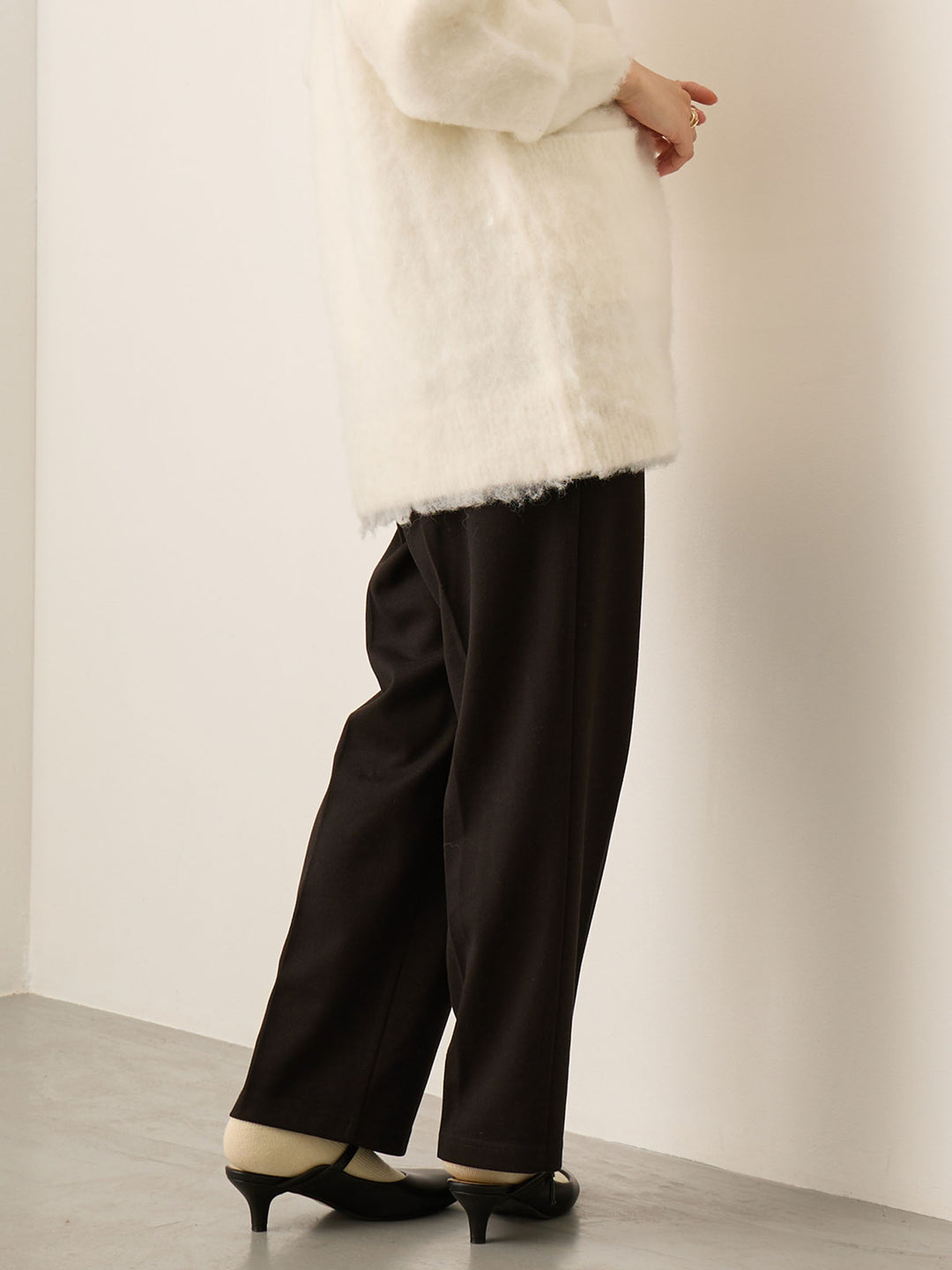 拉绒孕妇裤，塑造美丽双腿，黑色