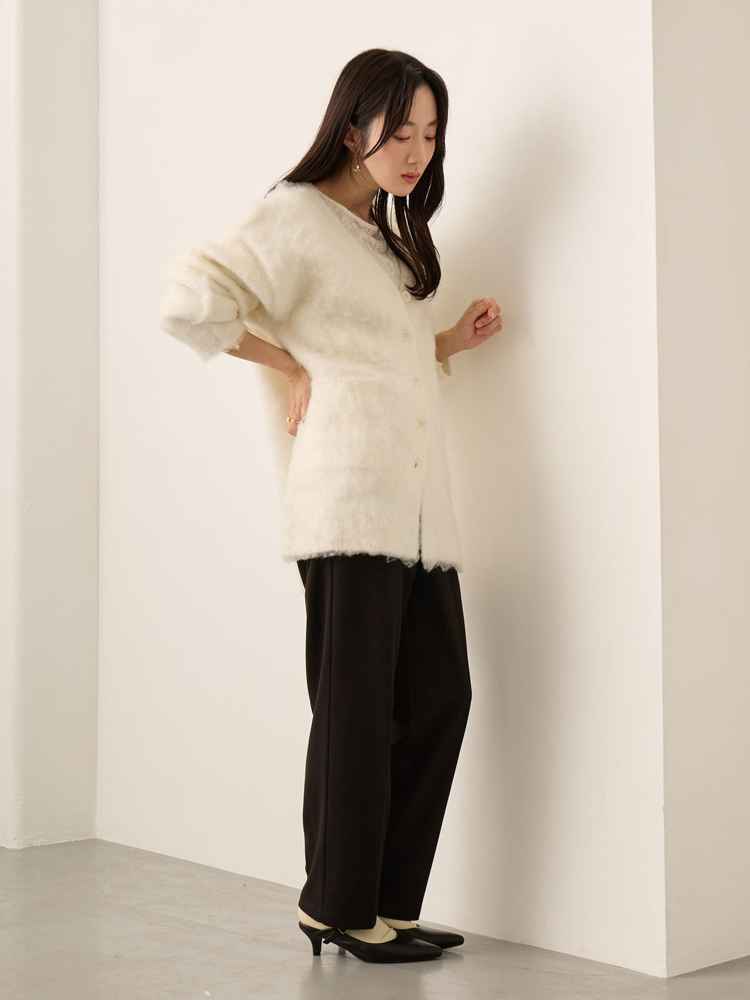 拉绒孕妇裤，塑造美丽双腿，黑色