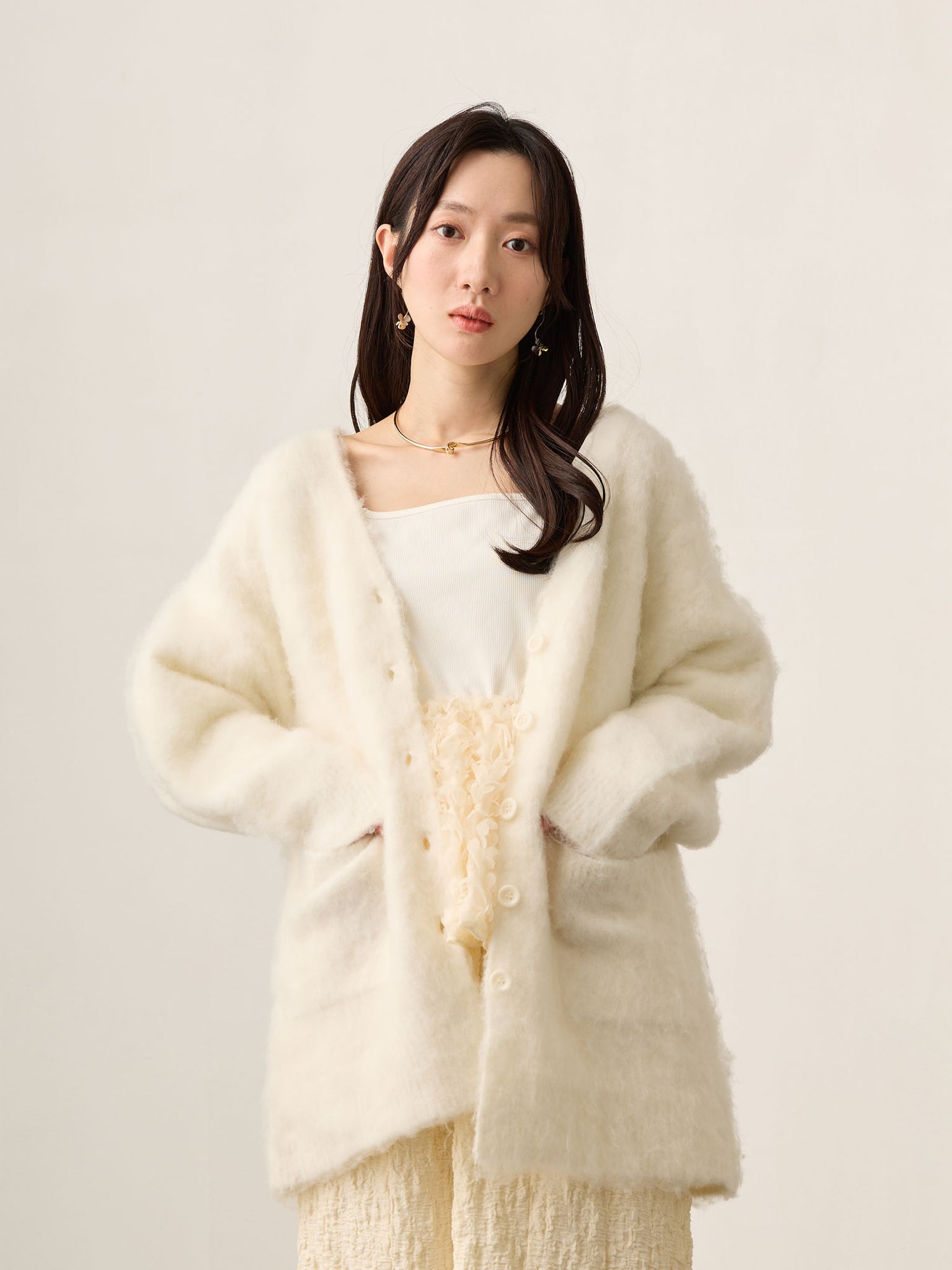 ふわシャギーカーディガン Ecru