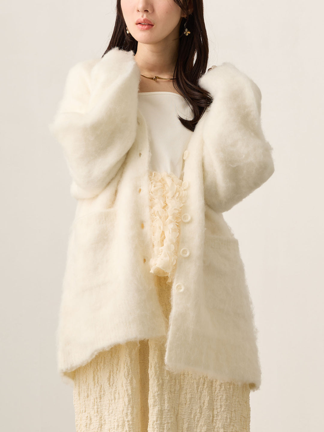 ふわシャギーカーディガン Ecru