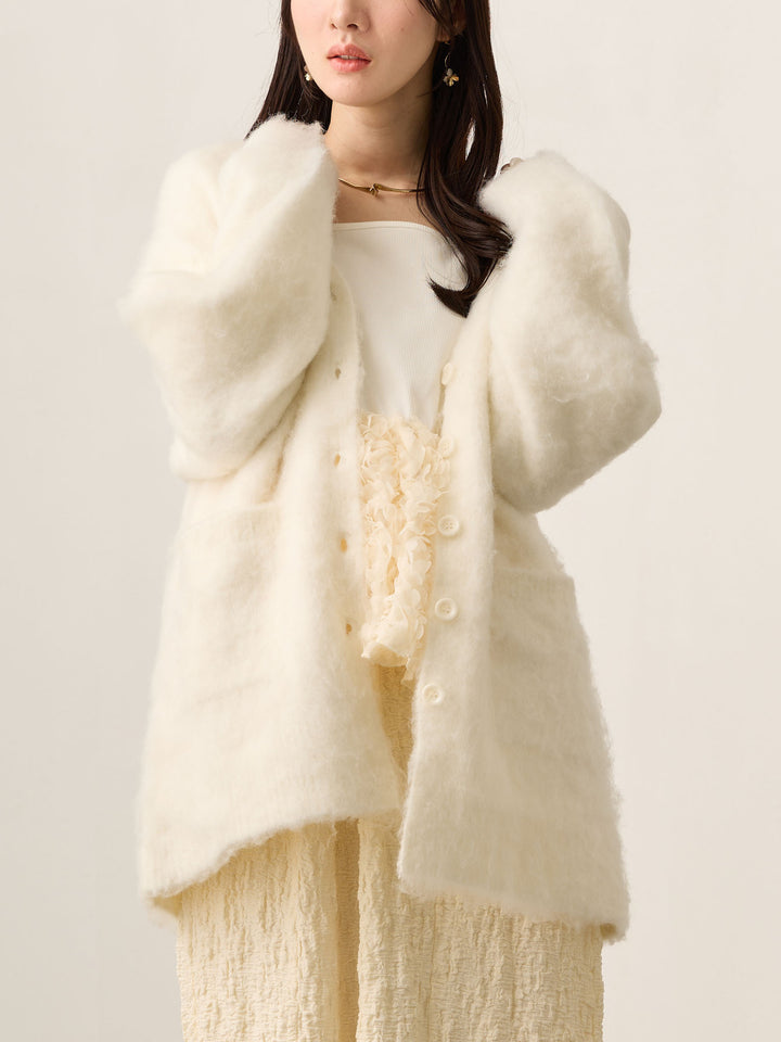 ふわシャギーカーディガン Ecru