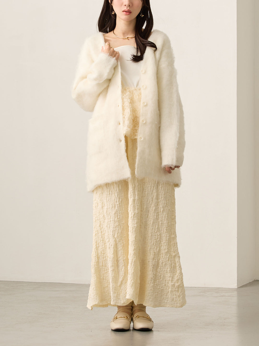 ふわシャギーカーディガン Ecru