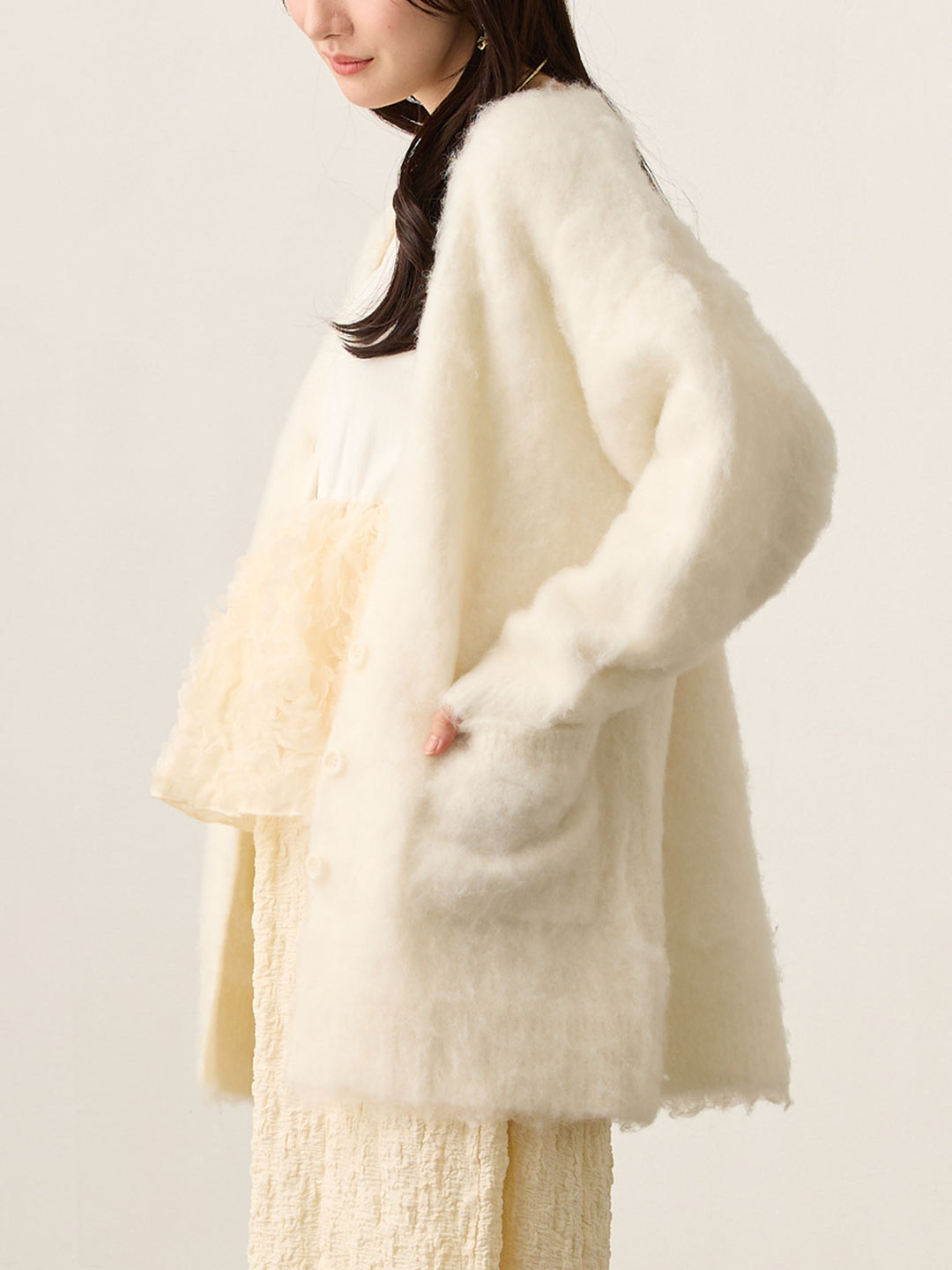 チュールペプラムトップス Ivory