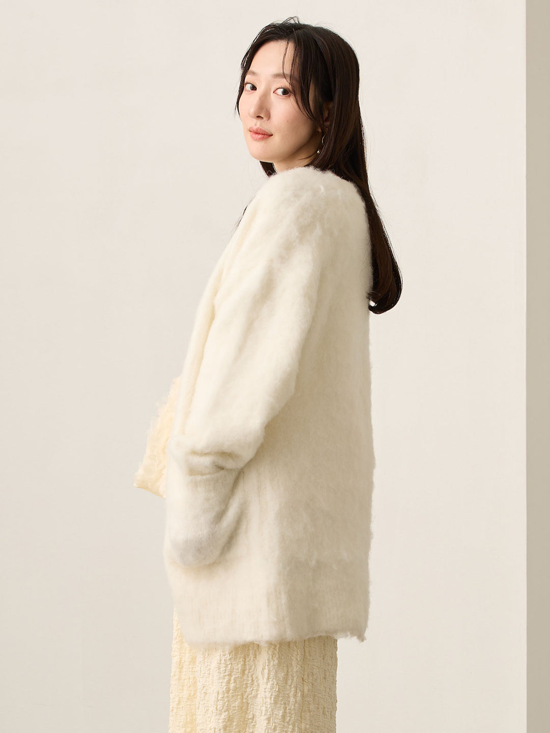 ふわシャギーカーディガン Ecru