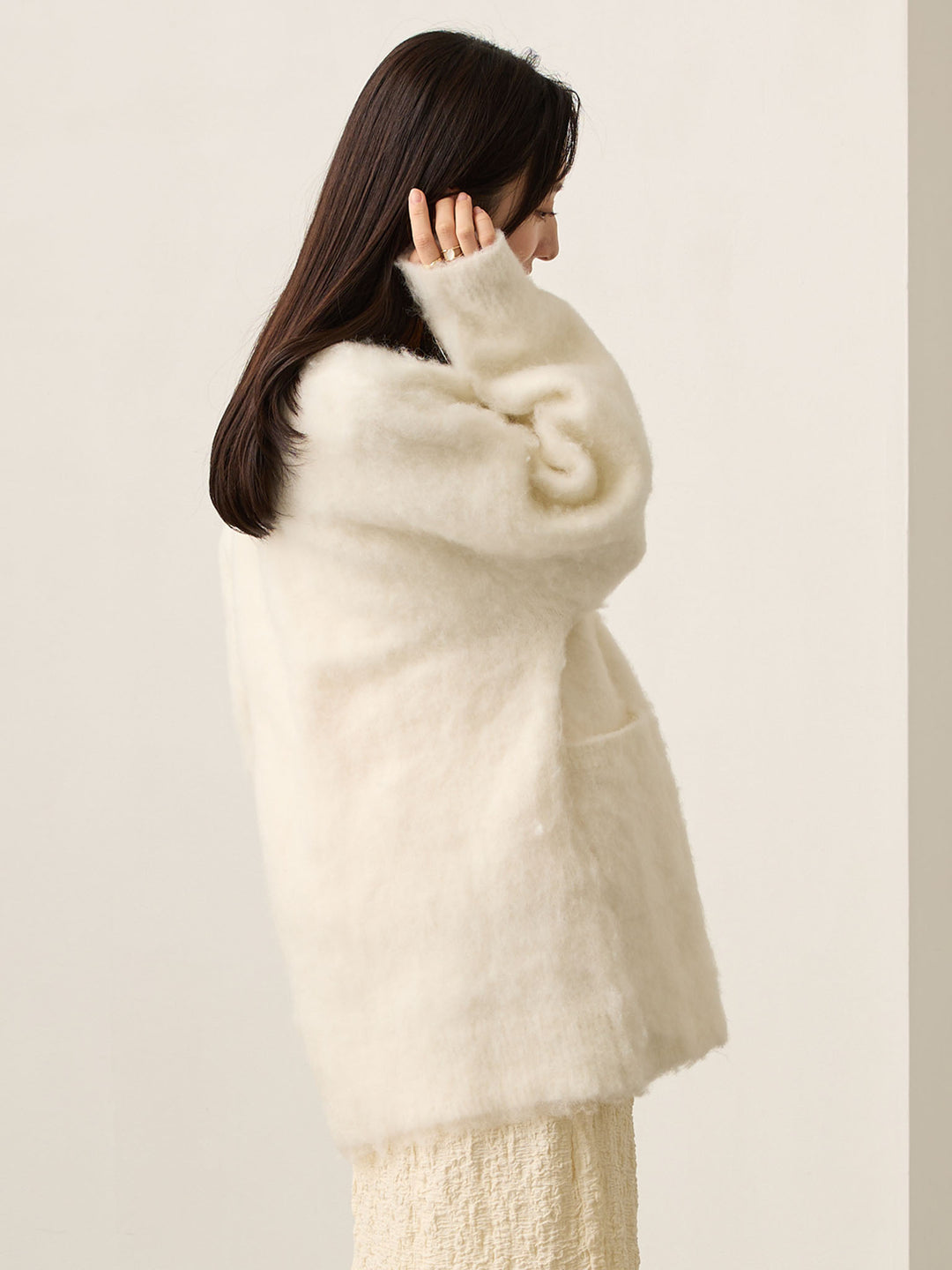 ふわシャギーカーディガン Ecru