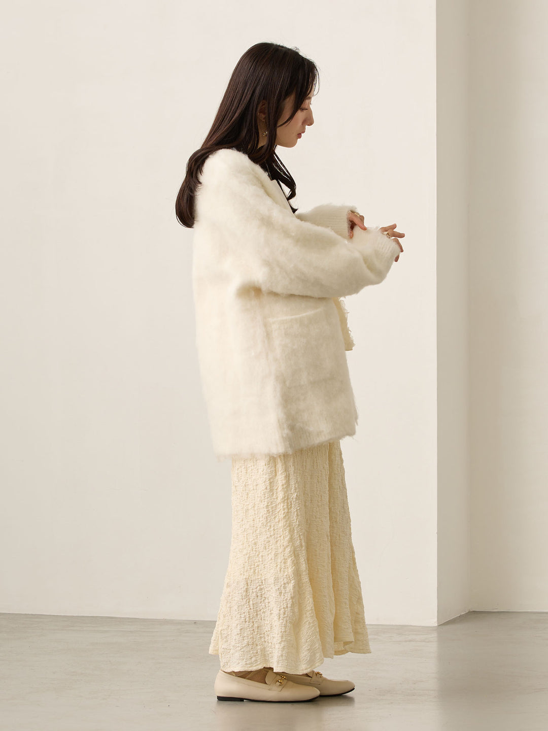 ふわシャギーカーディガン Ecru