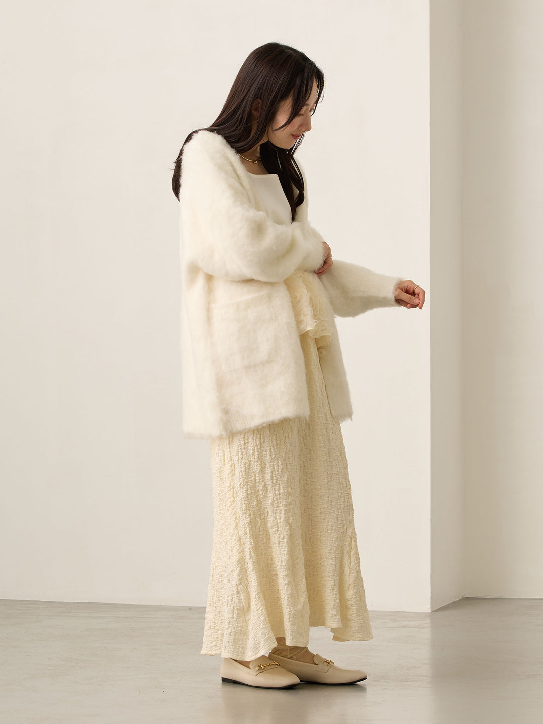 ふわシャギーカーディガン Ecru