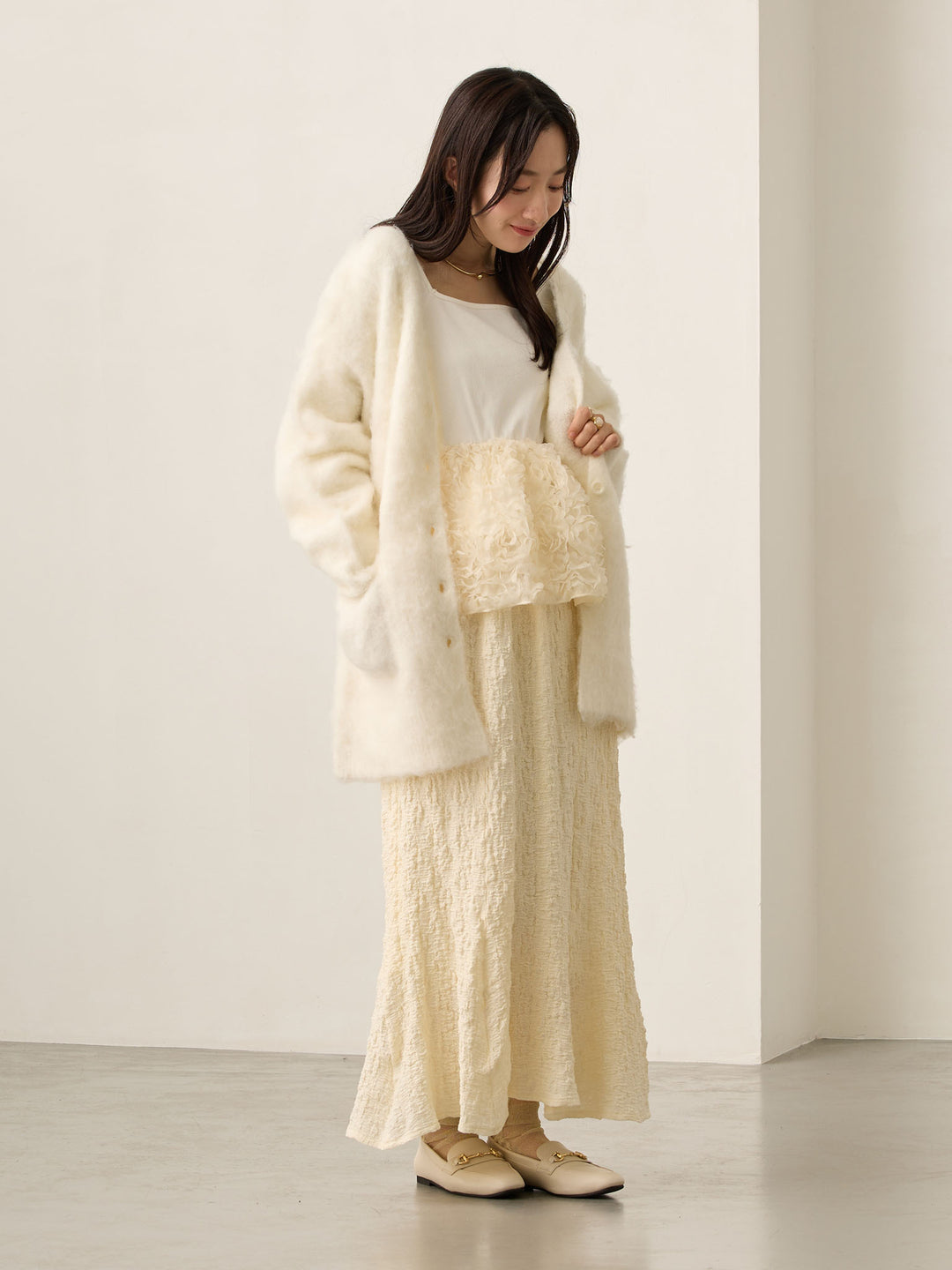 ふわシャギーカーディガン Ecru