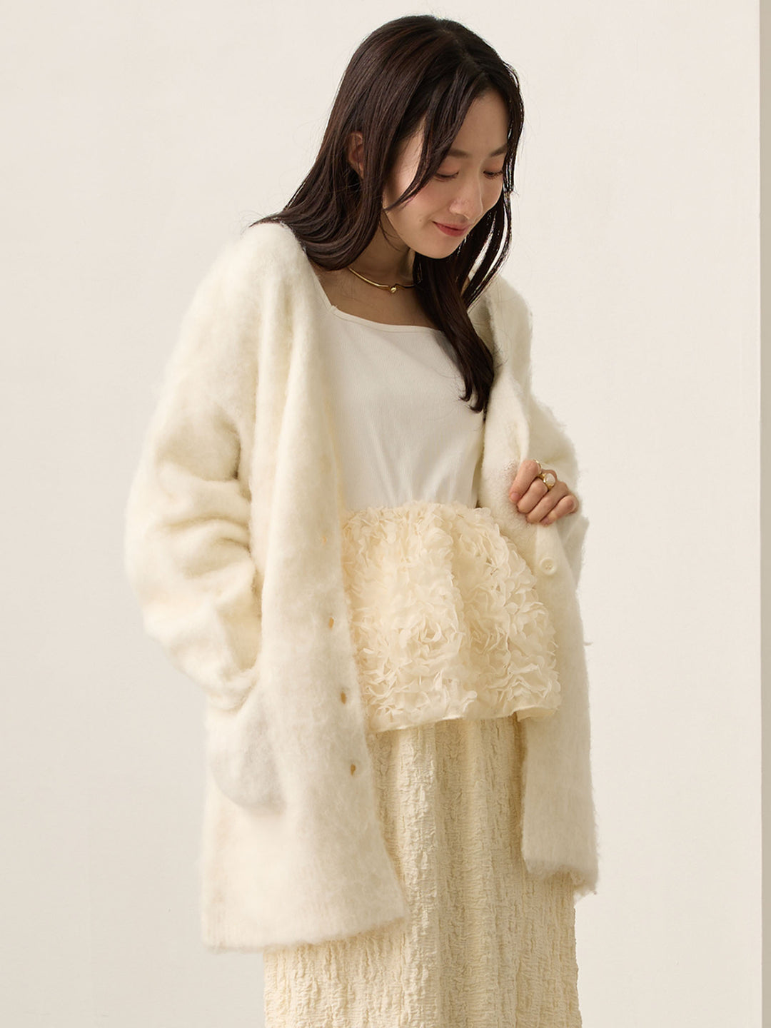 ふわシャギーカーディガン Ecru