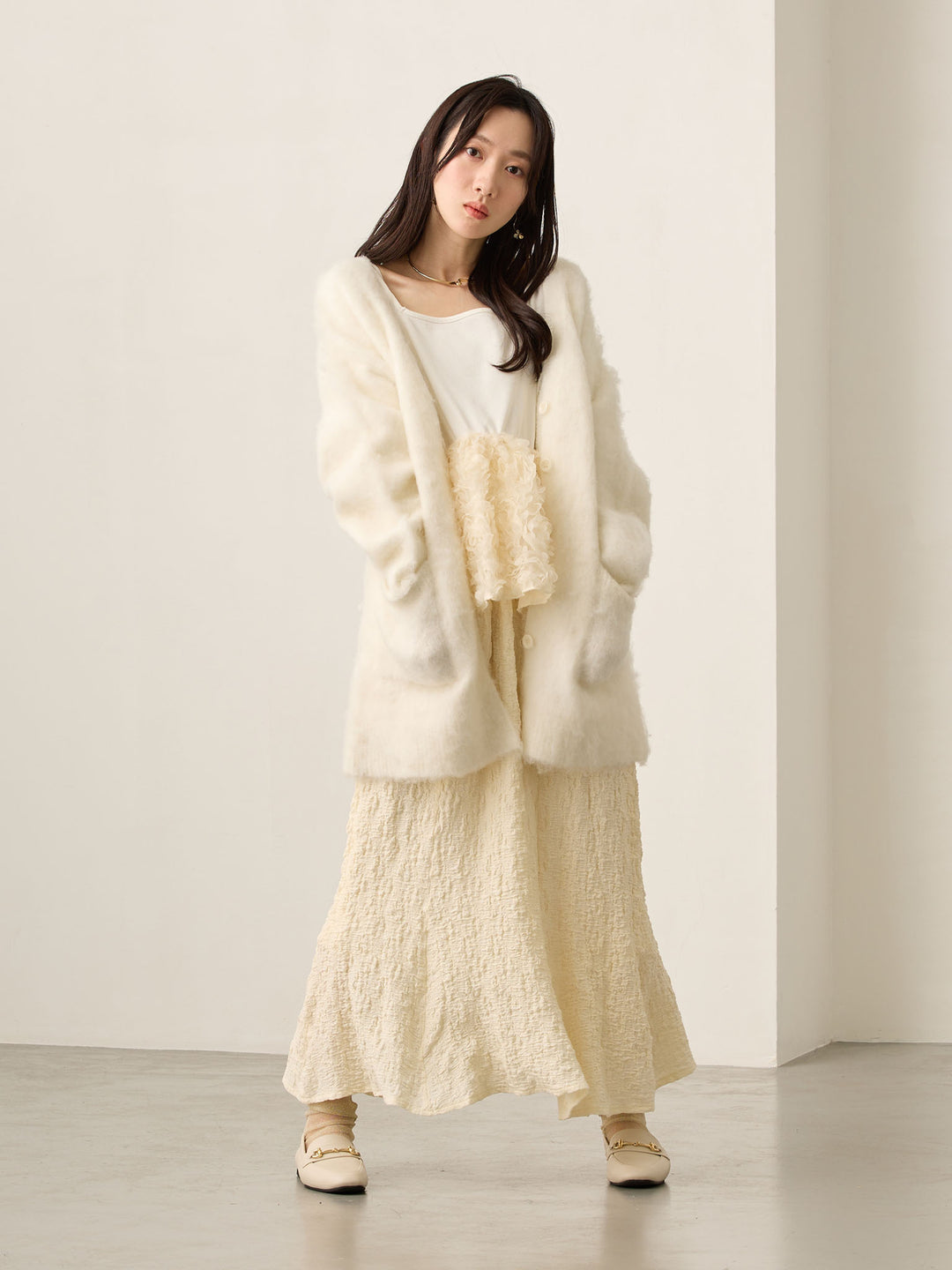 ふわシャギーカーディガン Ecru