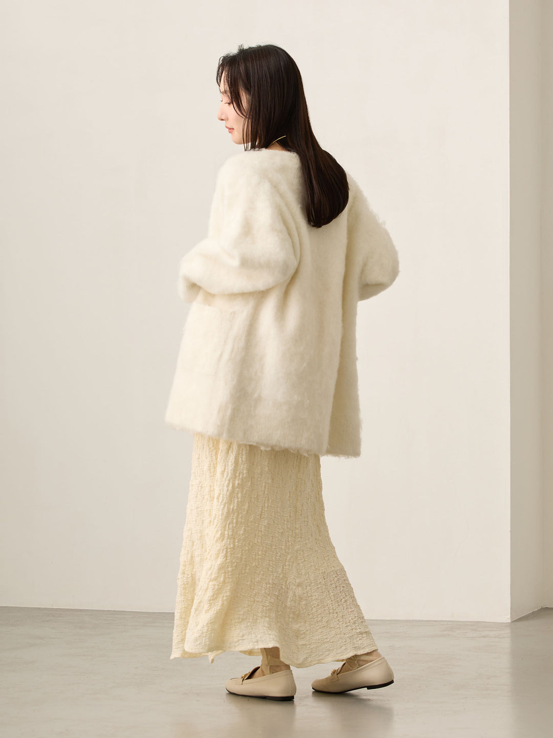 ふわシャギーカーディガン Ecru