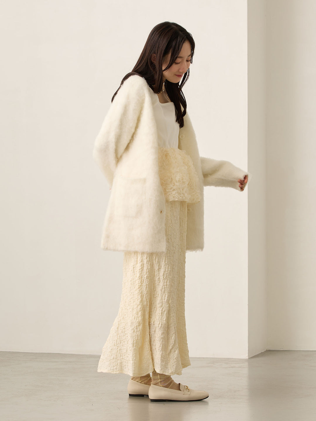 ふわシャギーカーディガン Ecru