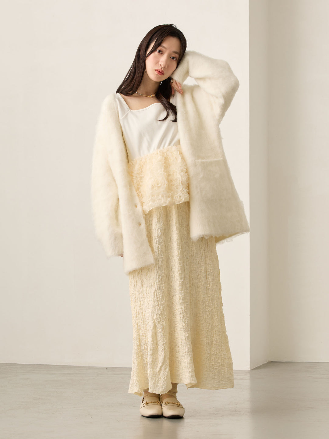 ふわシャギーカーディガン Ecru