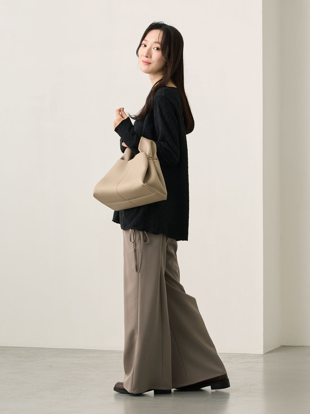 侧边蝴蝶结裤 灰色