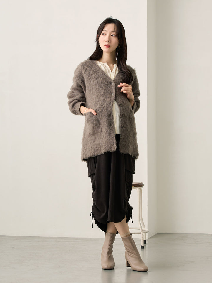 黑色羊毛工装裙