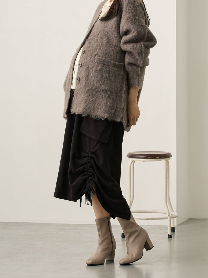 黑色羊毛工装裙