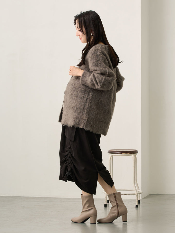 黑色羊毛工装裙