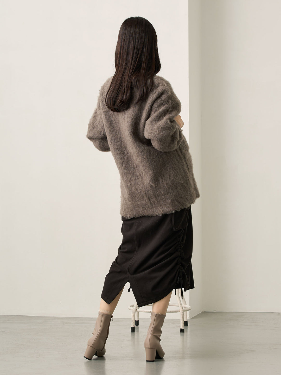 黑色羊毛工装裙