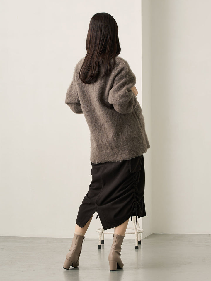 黑色羊毛工装裙