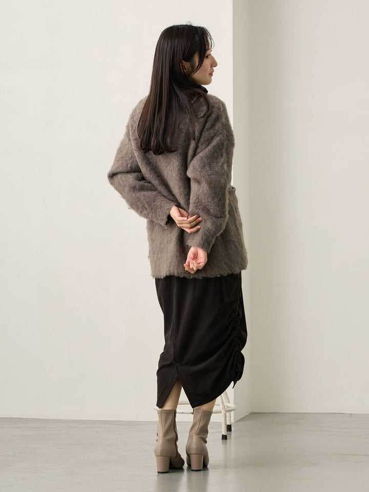 黑色羊毛工装裙