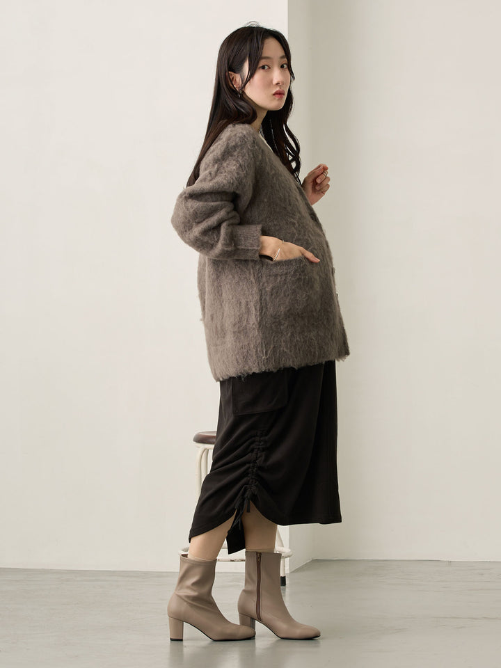 黑色羊毛工装裙