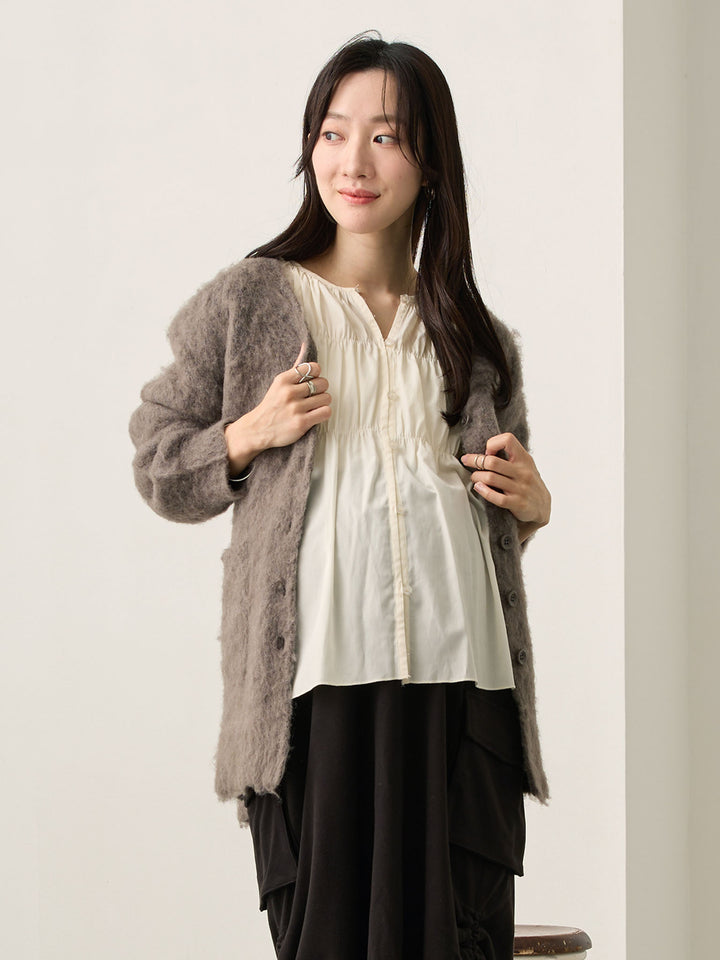 ギャザーチュニックブラウス White