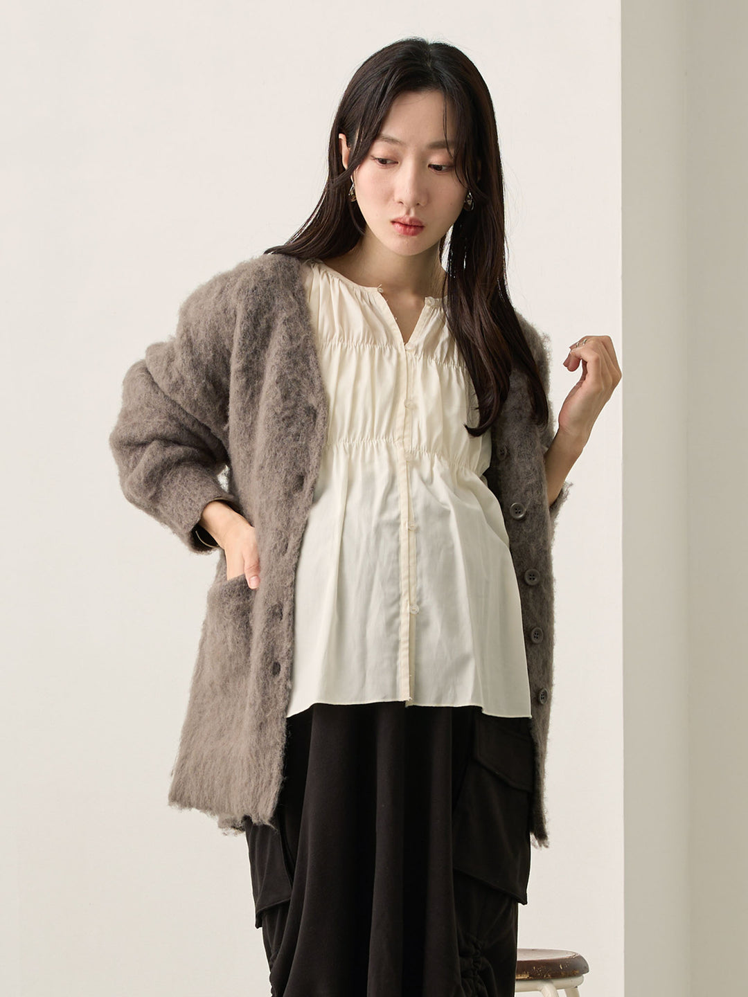 ふわシャギーカーディガン Gray