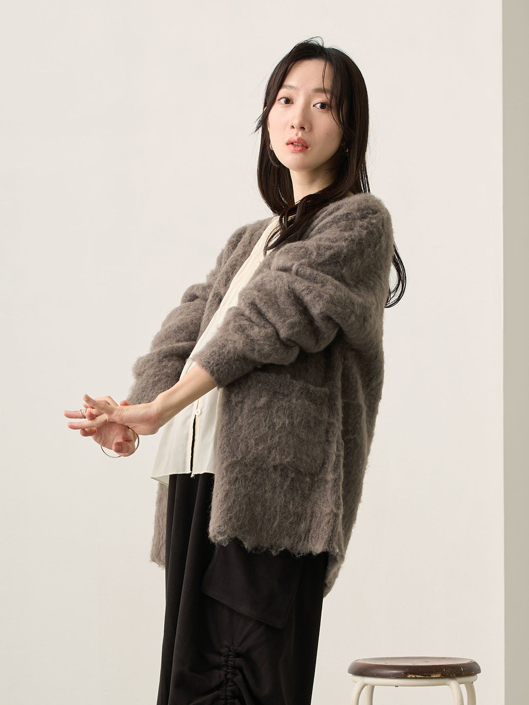 ふわシャギーカーディガン Gray