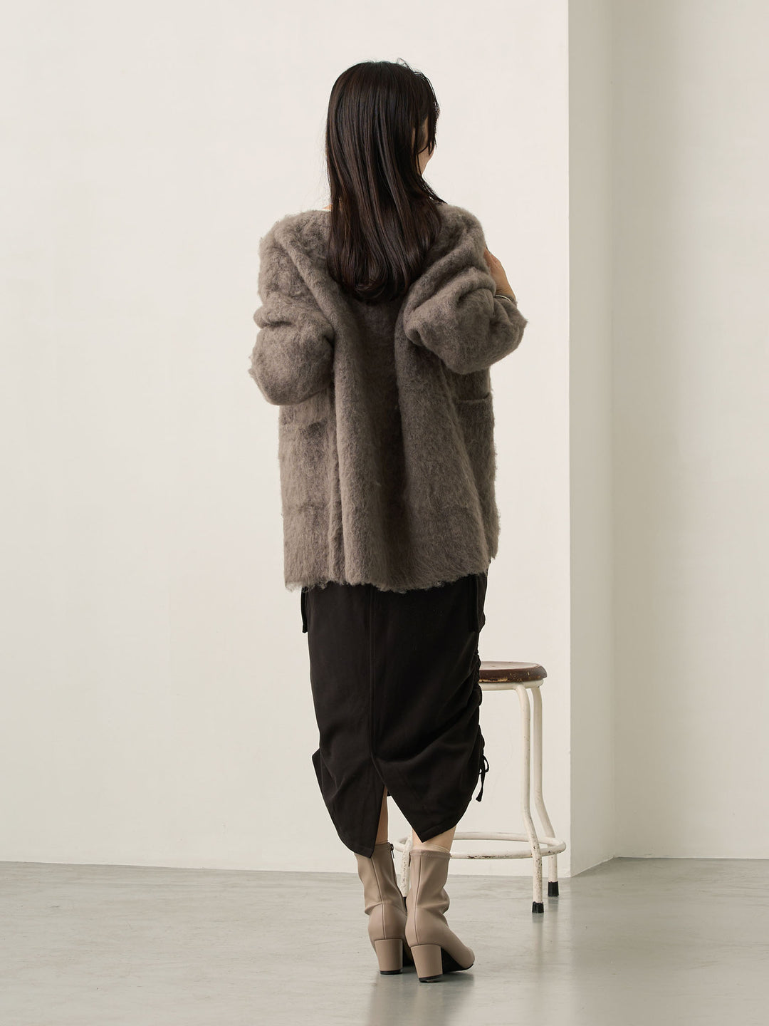 黑色羊毛工装裙