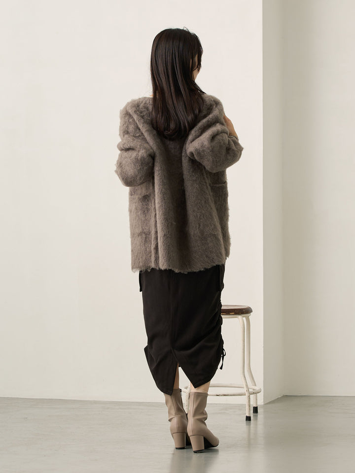 黑色羊毛工装裙