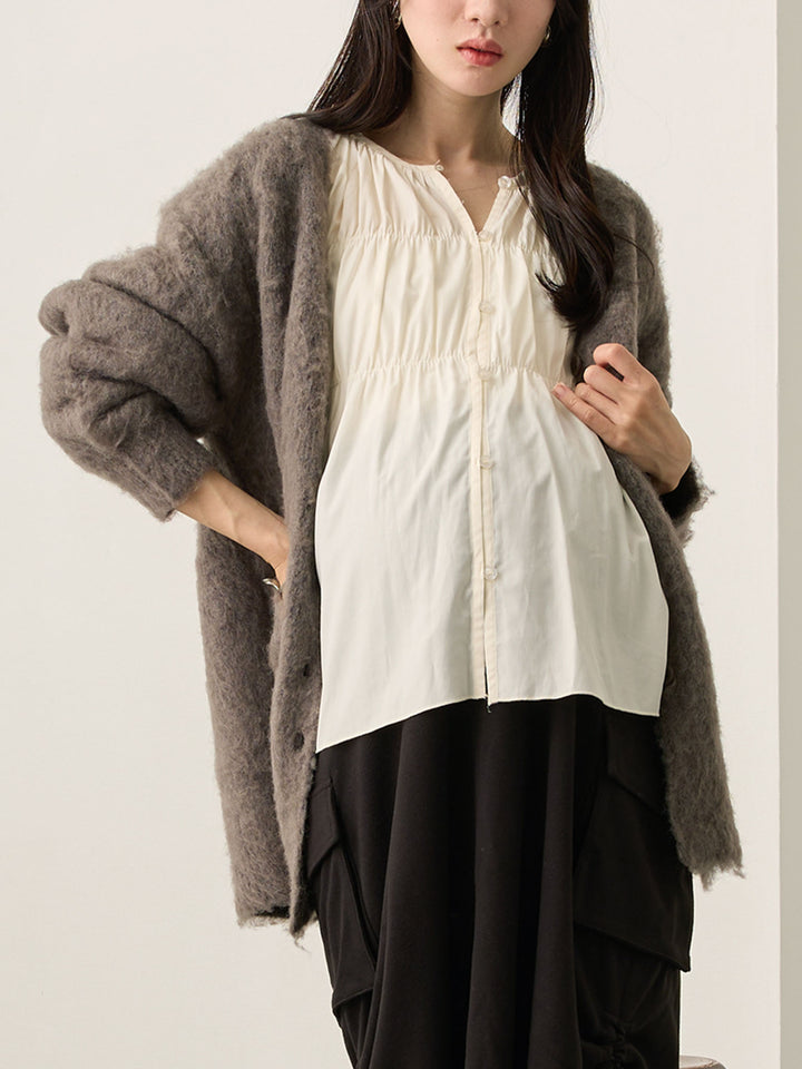 ギャザーチュニックブラウス White